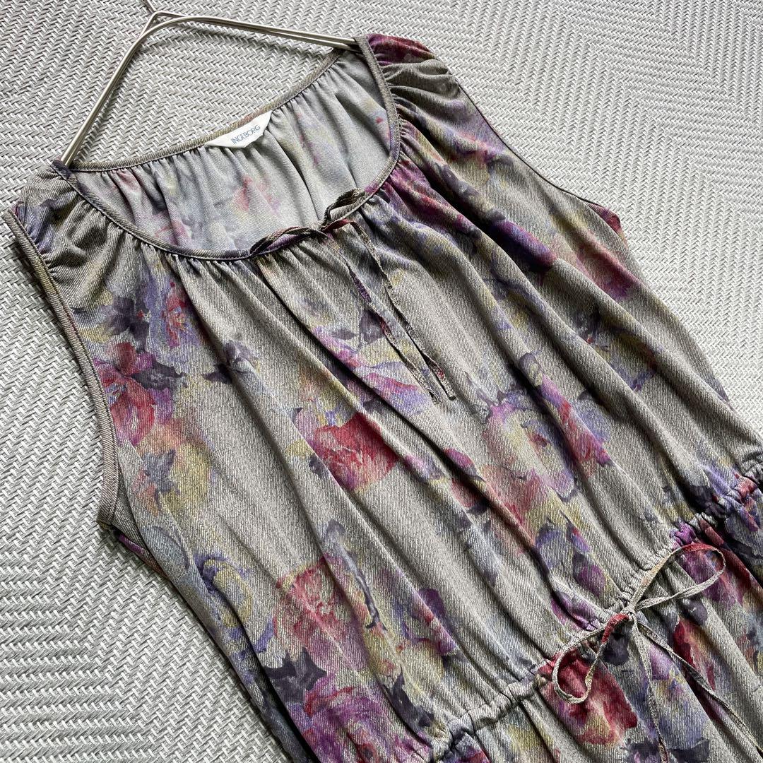 美品 INGEBORG インゲボルグ 花柄 ノースリーブワンピース