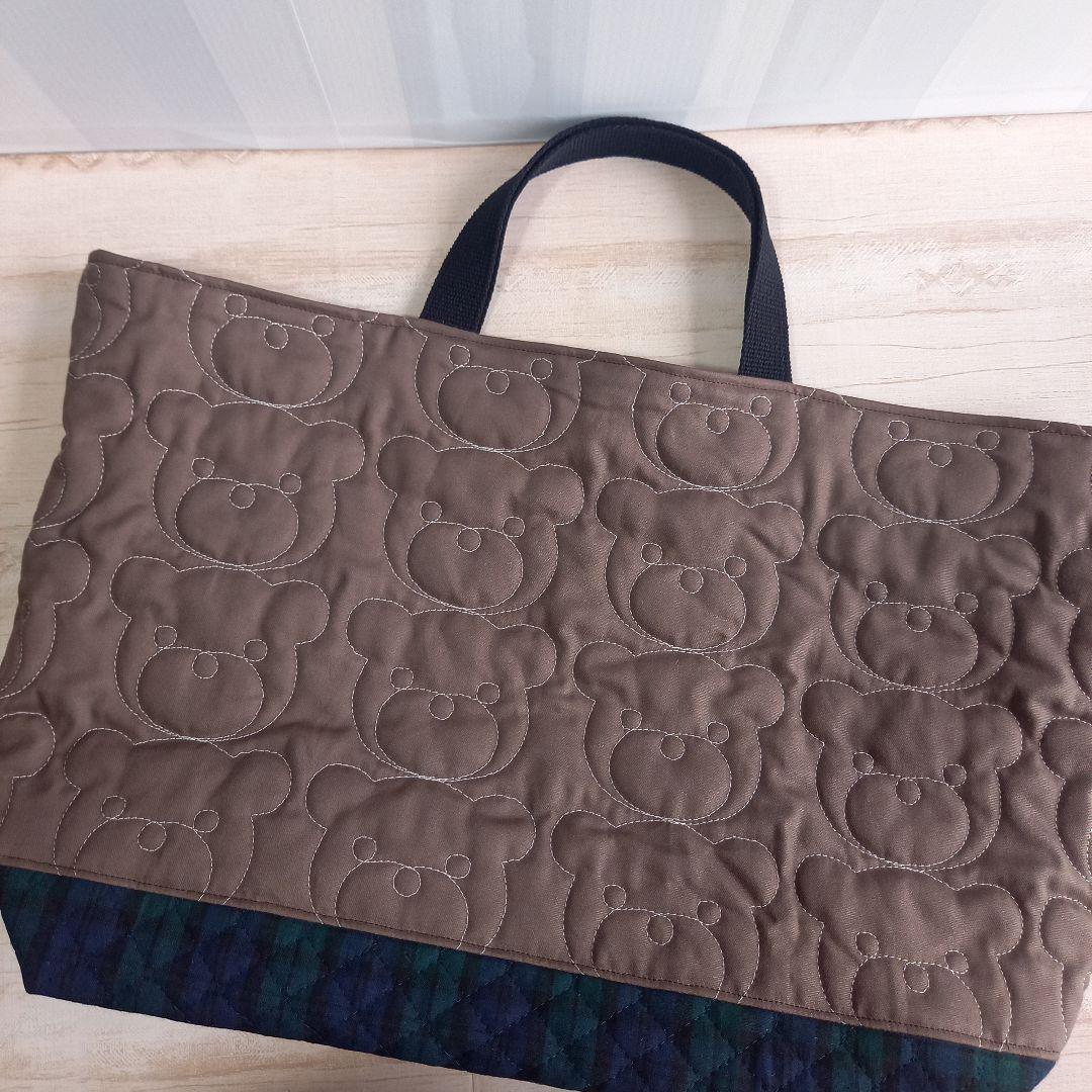 レッスンバッグ くまさんキルト ブラウン 通園バック ハンドメイド 画像2
