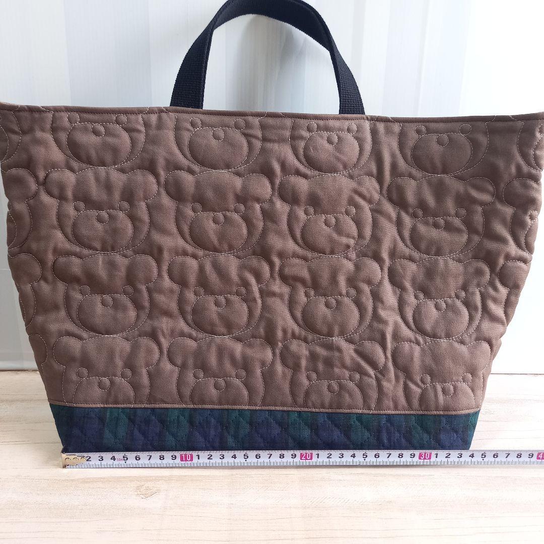 レッスンバッグ くまさんキルト ブラウン 通園バック ハンドメイド 画像3