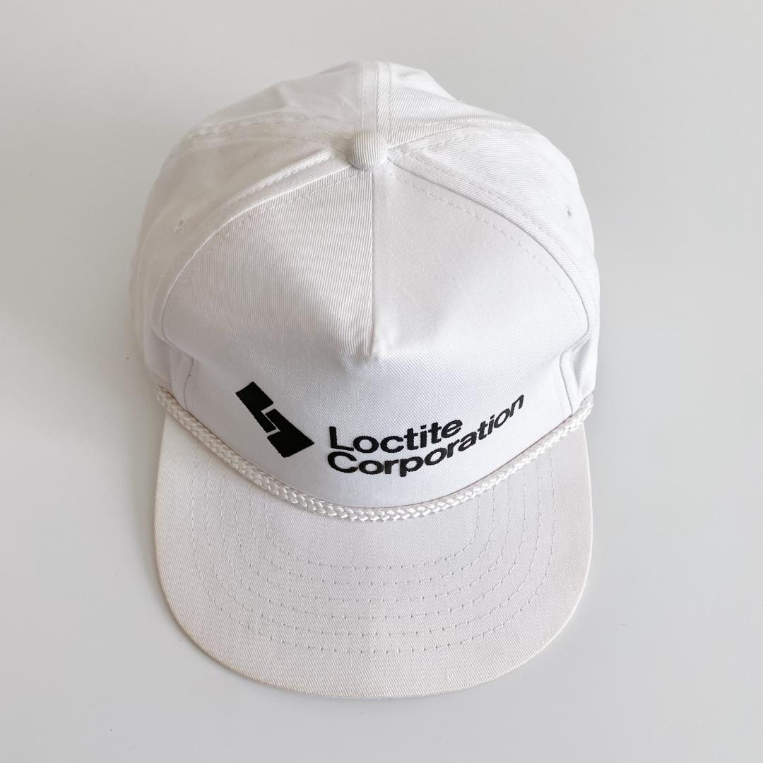 海外古着 Loctite プリント ベースボールキャップ トラッカー 帽子 白