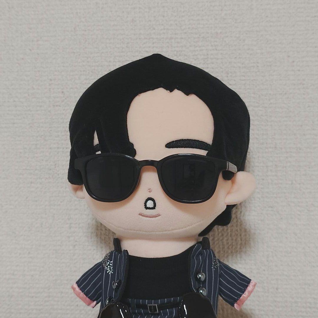 【3015】20cmぬい・すのチル用 メガネ ウェリントン型 黒 G004】20cmぬい・すのチル用 サングラス ウェリントン型 黒