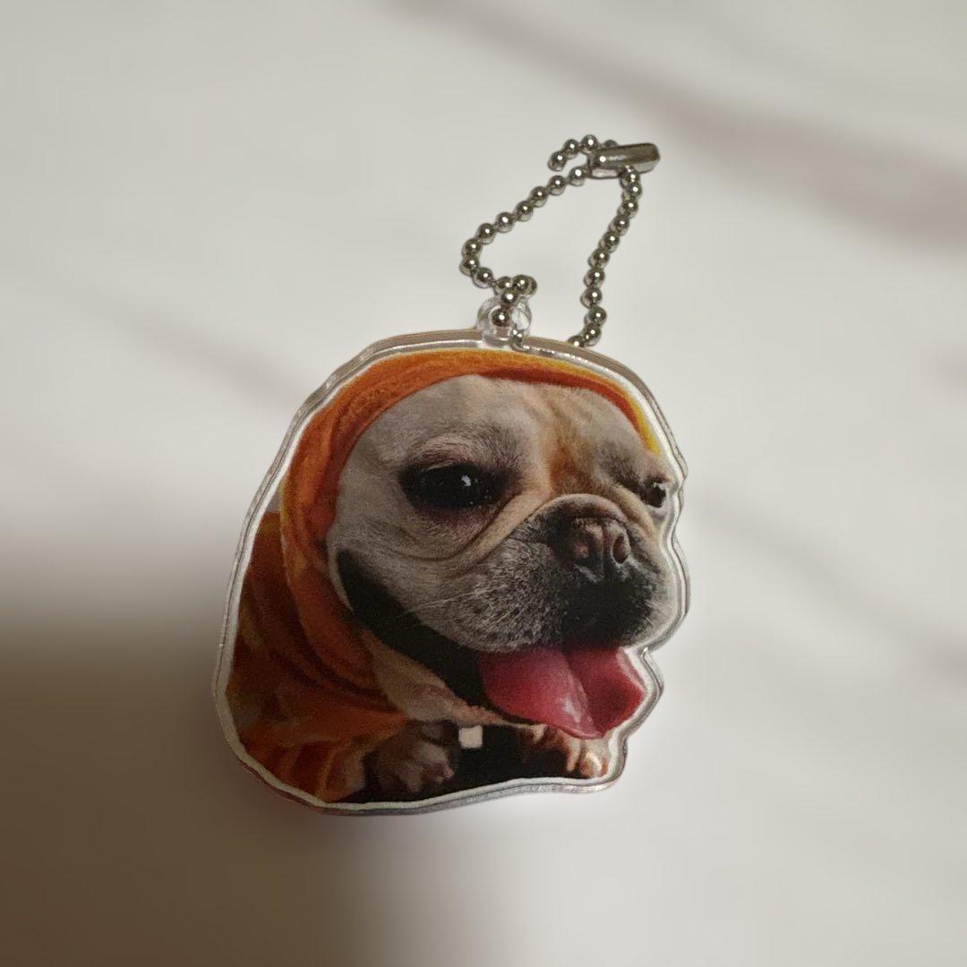 キーホルダー キーリング 水晶 犬 フレンチ ブルドッグ いぬ