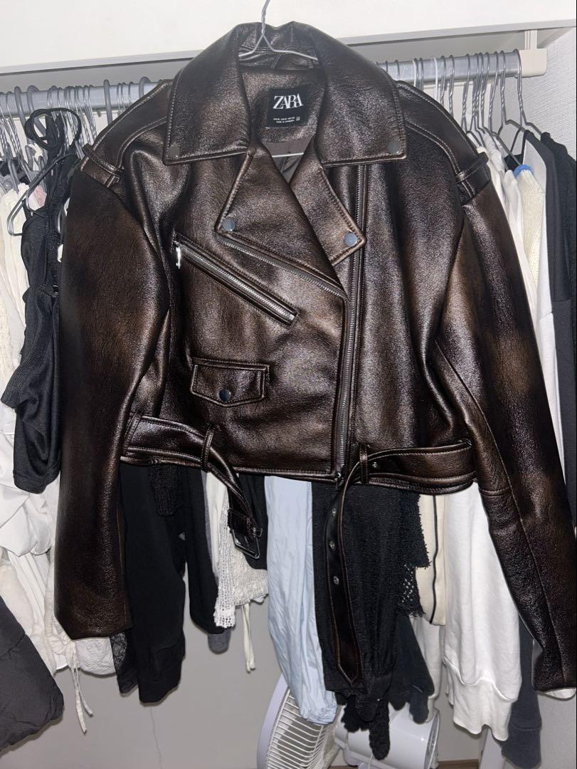 ZARA レザージャケット ダークブラウン新しい