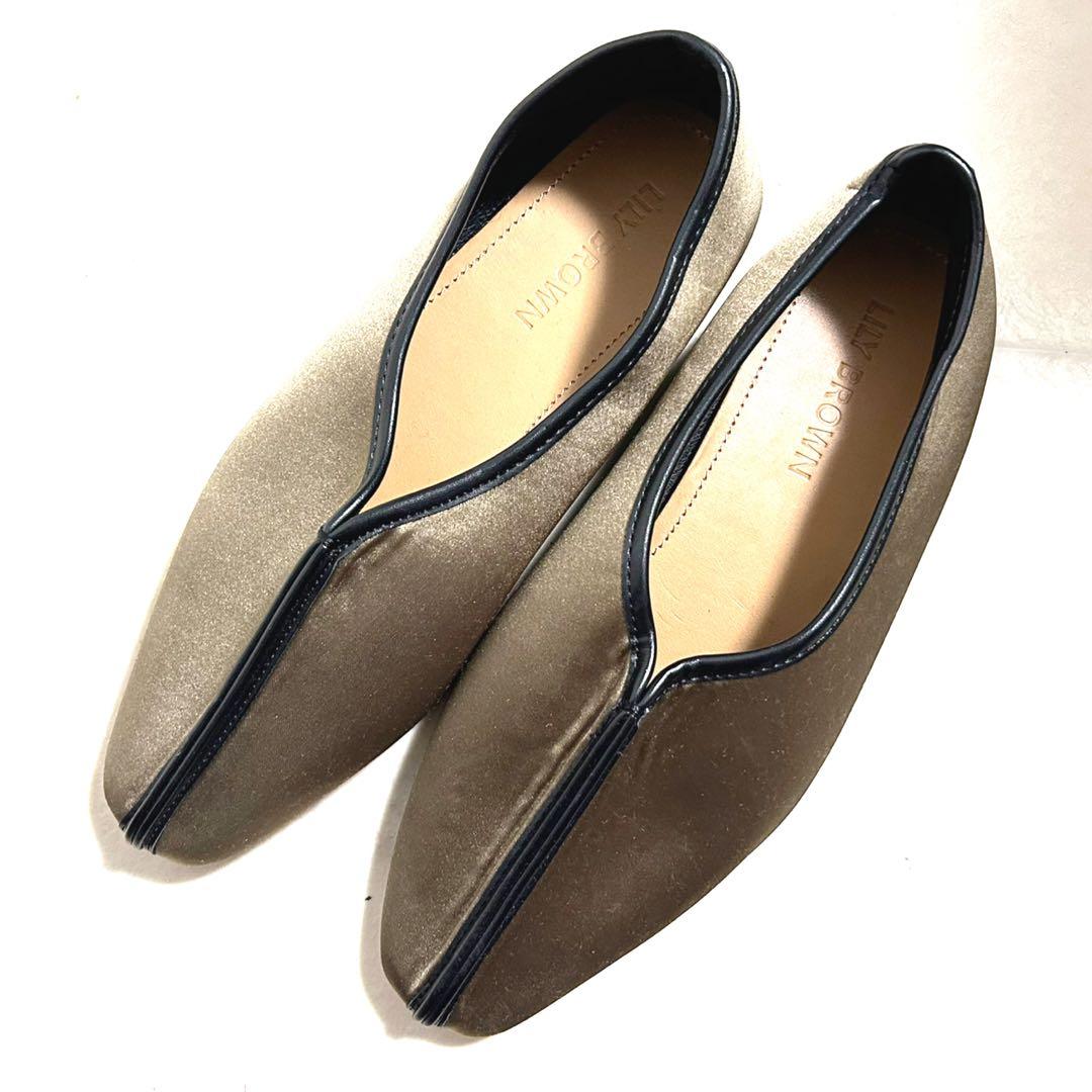 LILY BROWN サテン パイピングシューズ フラットシューズ パンプス 靴