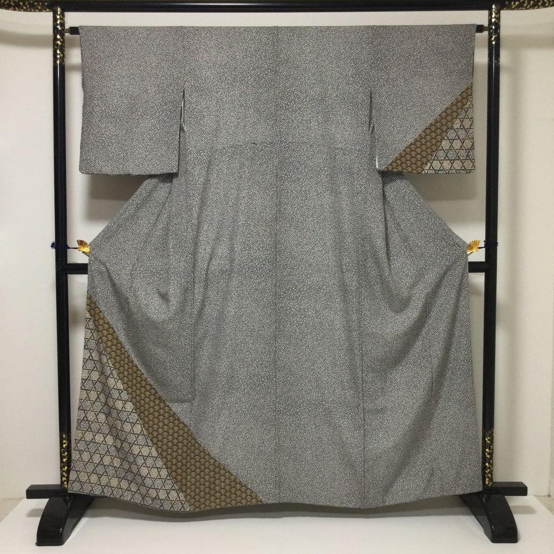 (師走展) No.893 正絹たたき染籠目幾何学柄訪問着　美品
