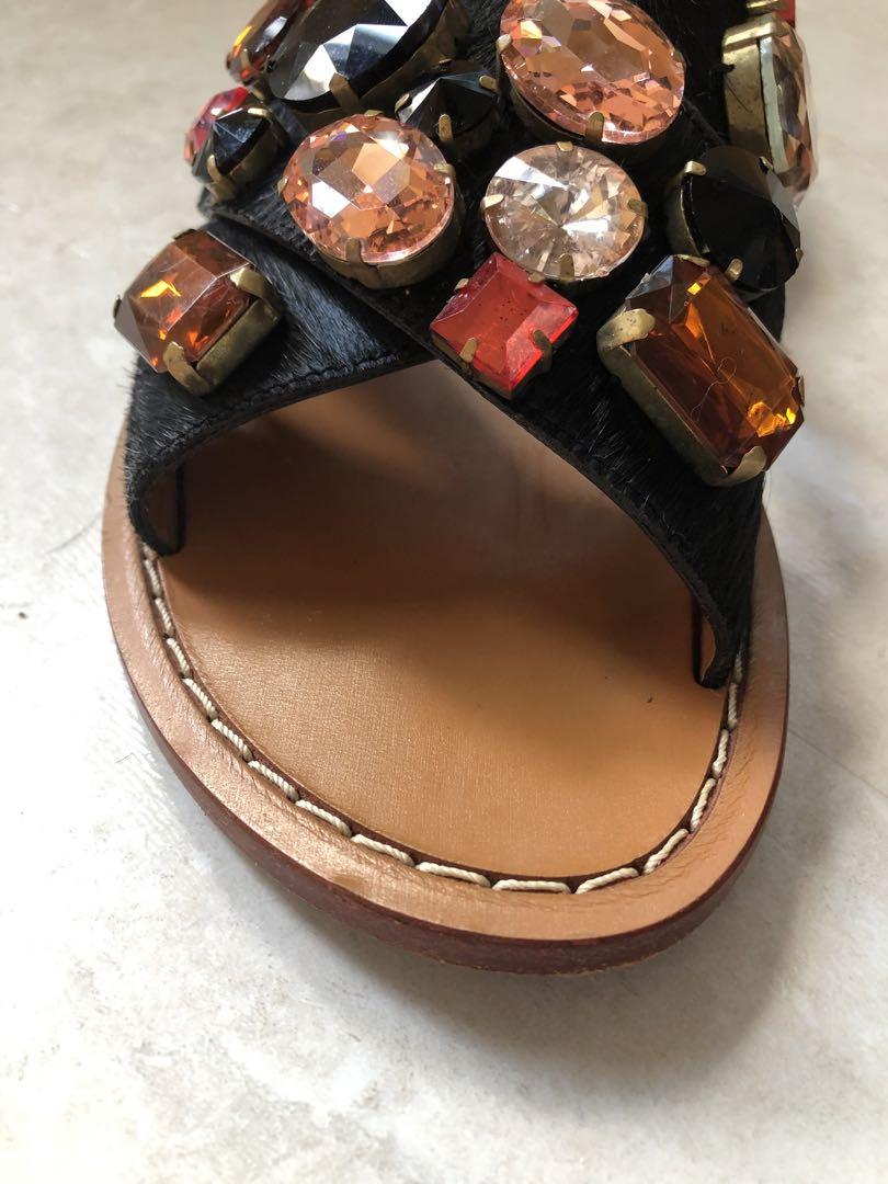 MARNIハラコビジューサンダル39 MARNI - マルニ ブルーハラコ ビジュー サンダルの通販 by