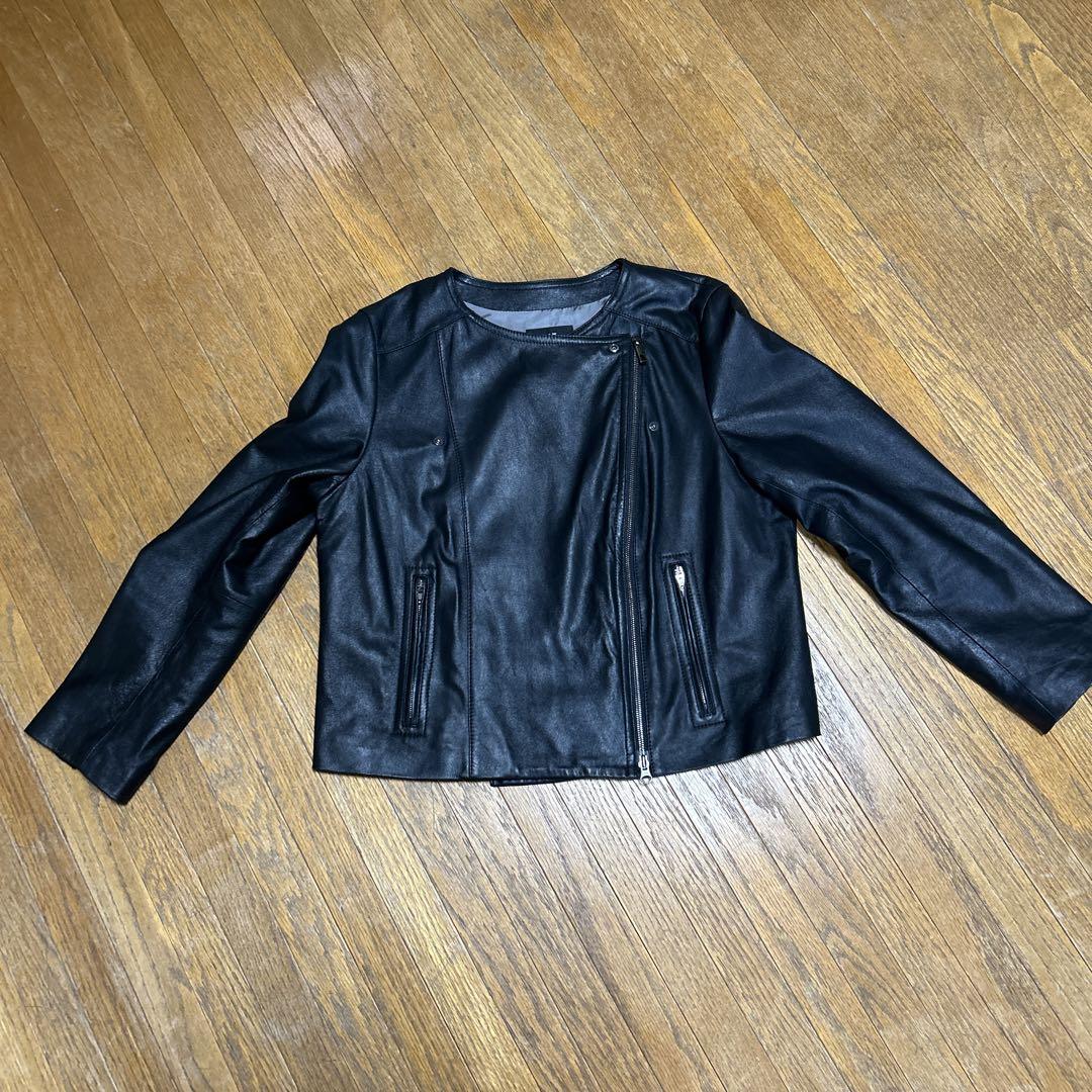 23区　黒 レザー ライダースジャケット　48