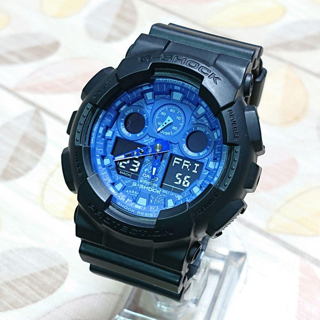 美品【CASIO/G-SHOCK】デジアナ メンズ腕時計 GA-100BP-1A