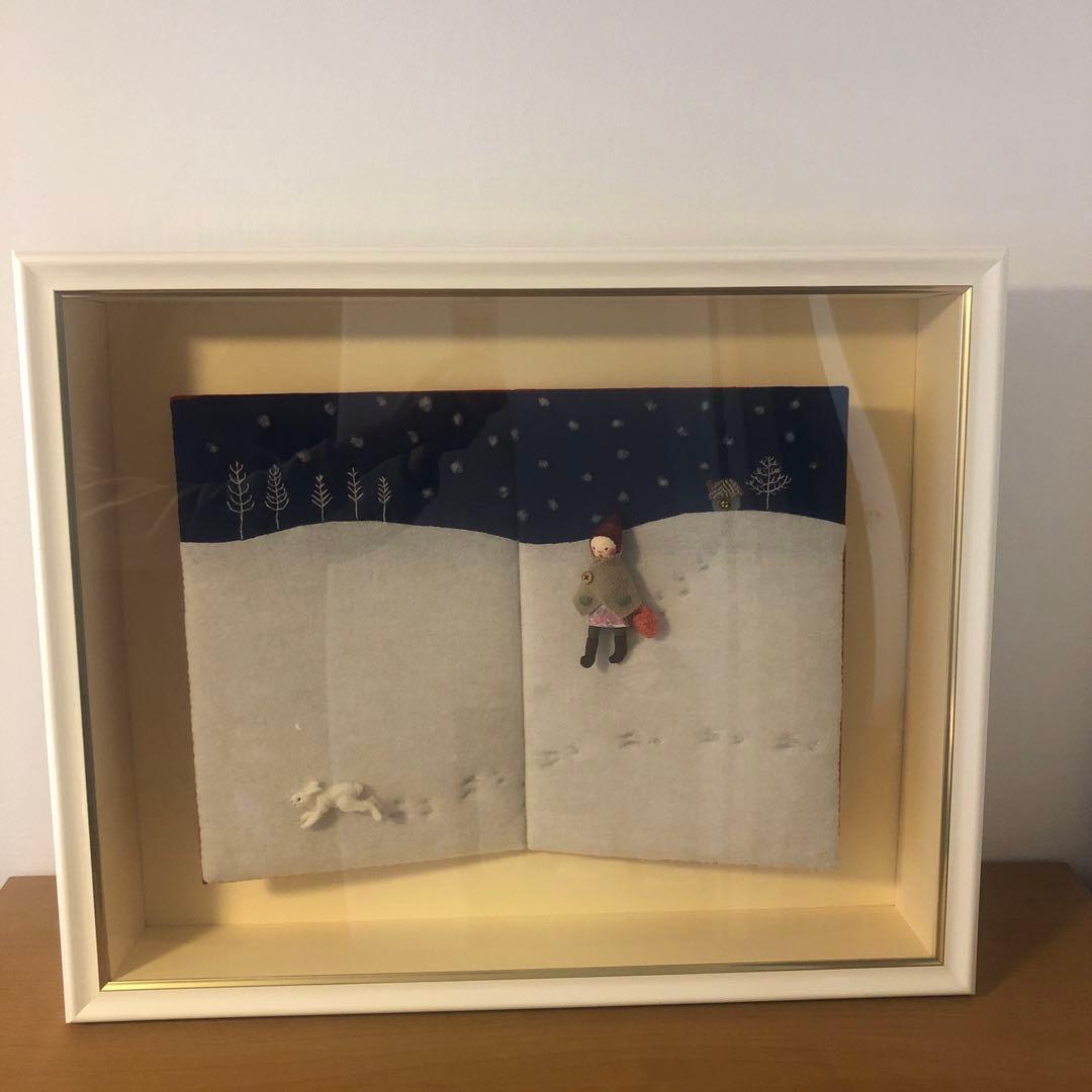 作家さん 布絵 額やや傷や汚れあり