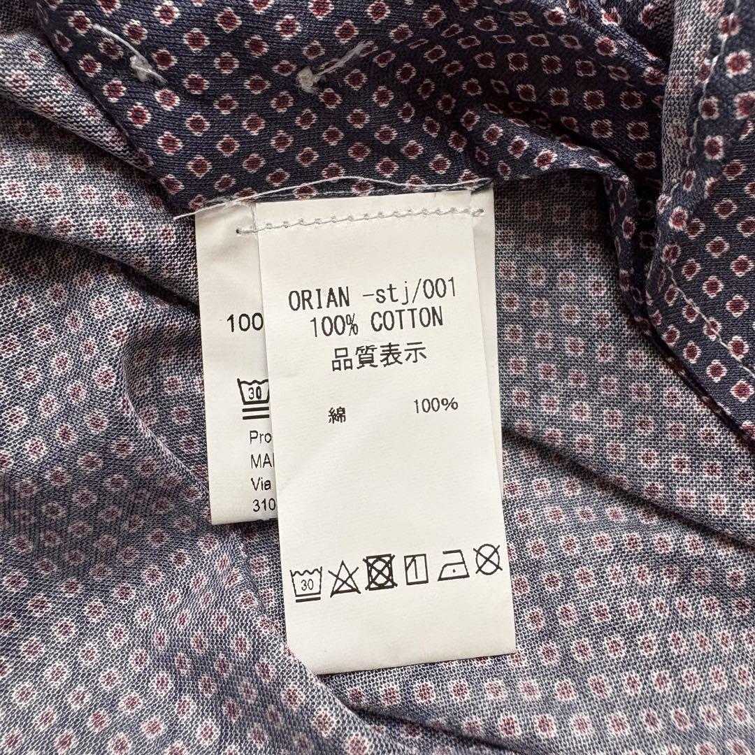 ORIAN|微光沢|薄手ストレッチコットン|総柄シャツ