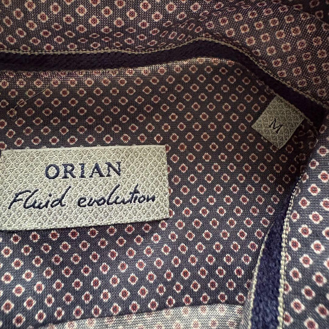 ORIAN|微光沢|薄手ストレッチコットン|総柄シャツ