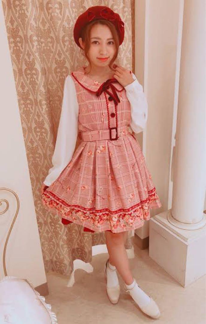 リズリサ lizlisa 新品タグ付きグレンチェックローズ柄ワンピース 新品未使用タグ付き未開封 LIZLISA グレンチェックローズワンピース