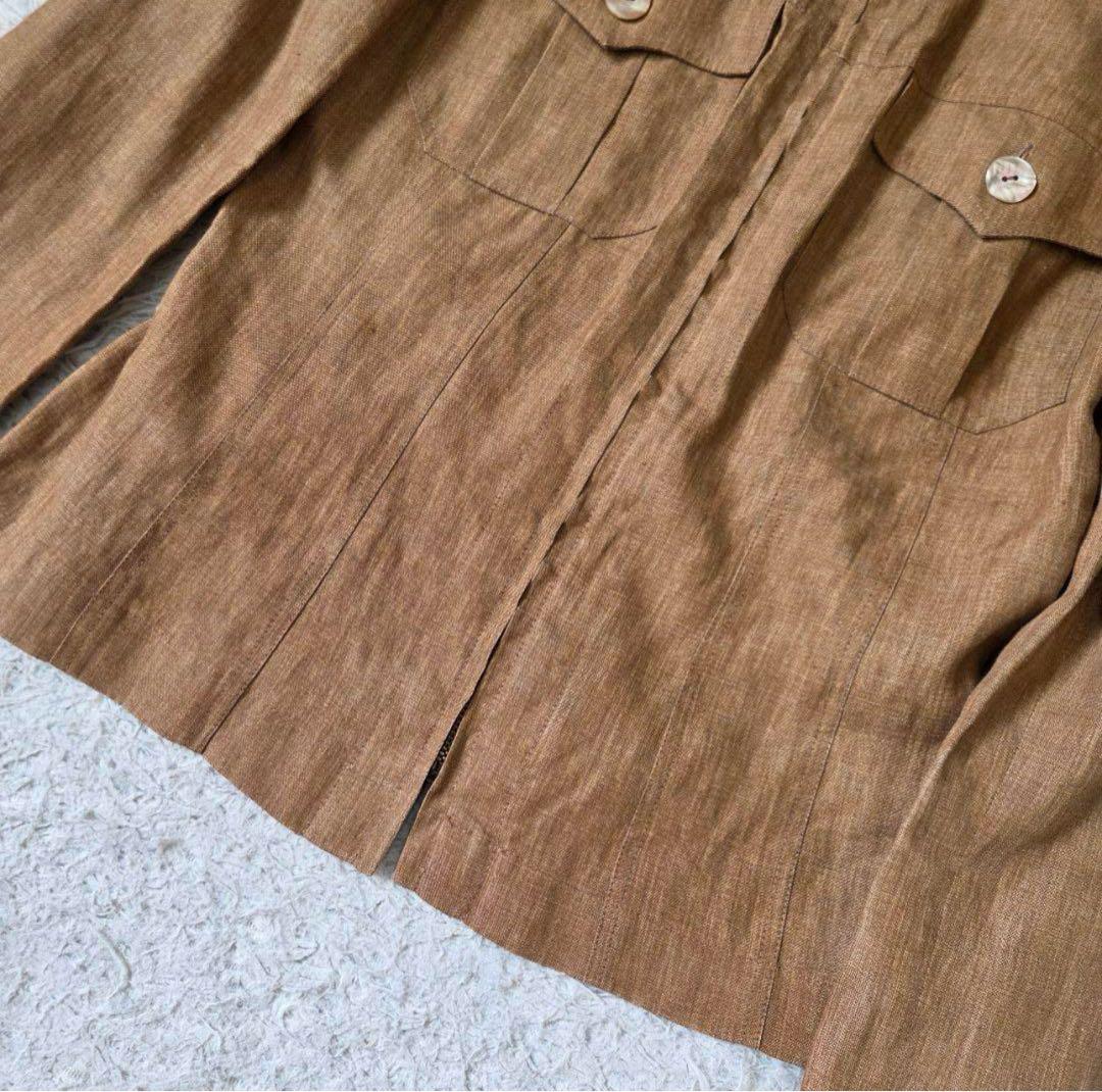 イタリア製　Max Mara リネン100% ジャケット ブラウン サイズ40 イタリア製 Max Mara リネン100% ジャケット ブラウン サイズ40