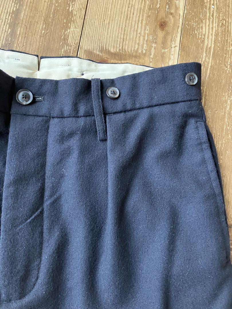 NigelCabourn ナイジェルケーボン ウールパンツ 紺 32 ワンタック