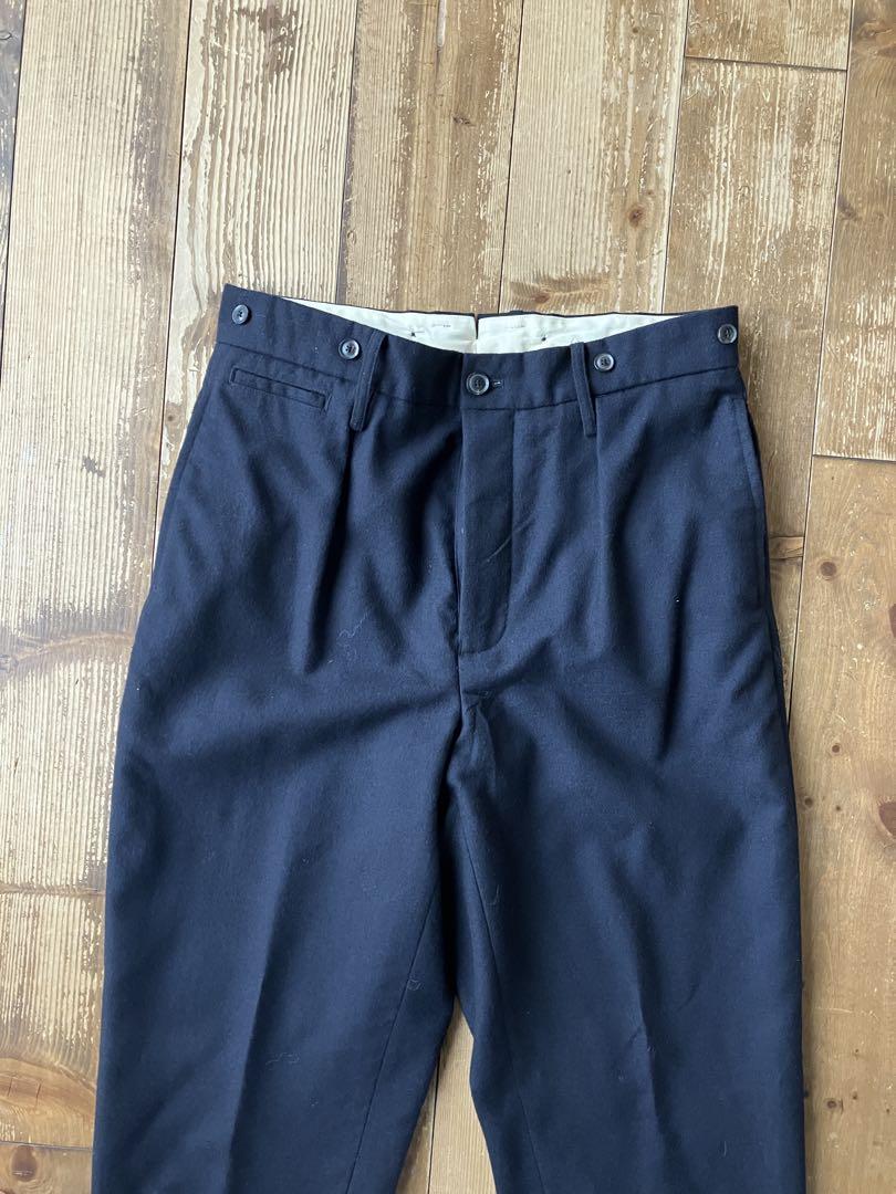 NigelCabourn ナイジェルケーボン ウールパンツ 紺 32 ワンタック