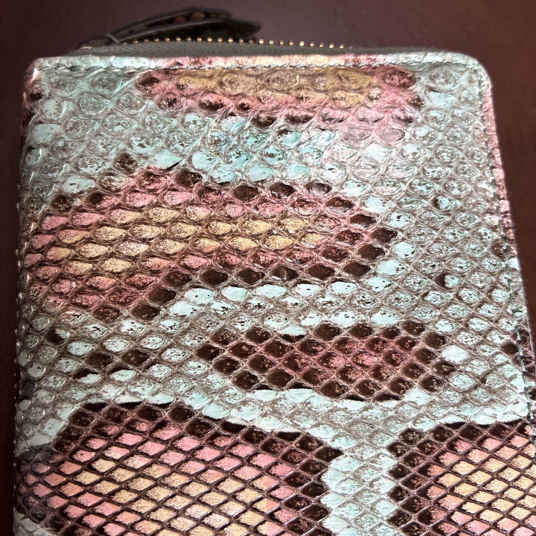 GUCCI グッチ財布　長財布　ヘビ柄 本革　レザー　マルチカラー