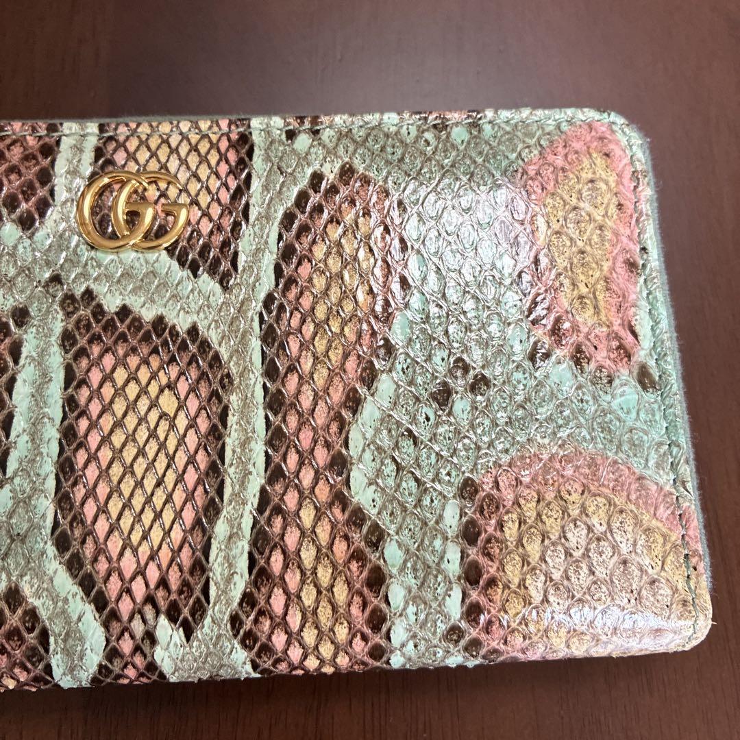 GUCCI グッチ財布　長財布　ヘビ柄 本革　レザー　マルチカラー