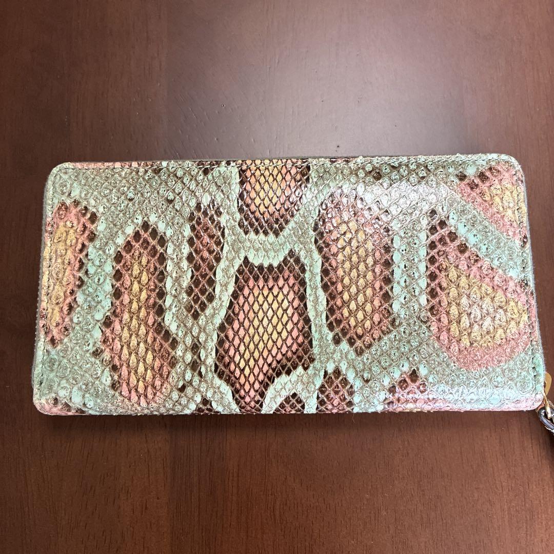 GUCCI グッチ財布　長財布　ヘビ柄 本革　レザー　マルチカラー
