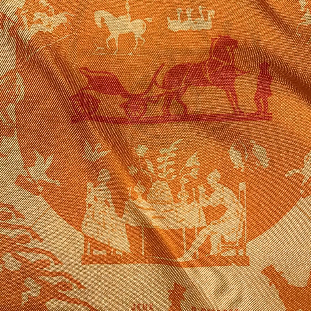 超美品』HERMES オレンジ シルクスカーフ41センチ - メルカリ