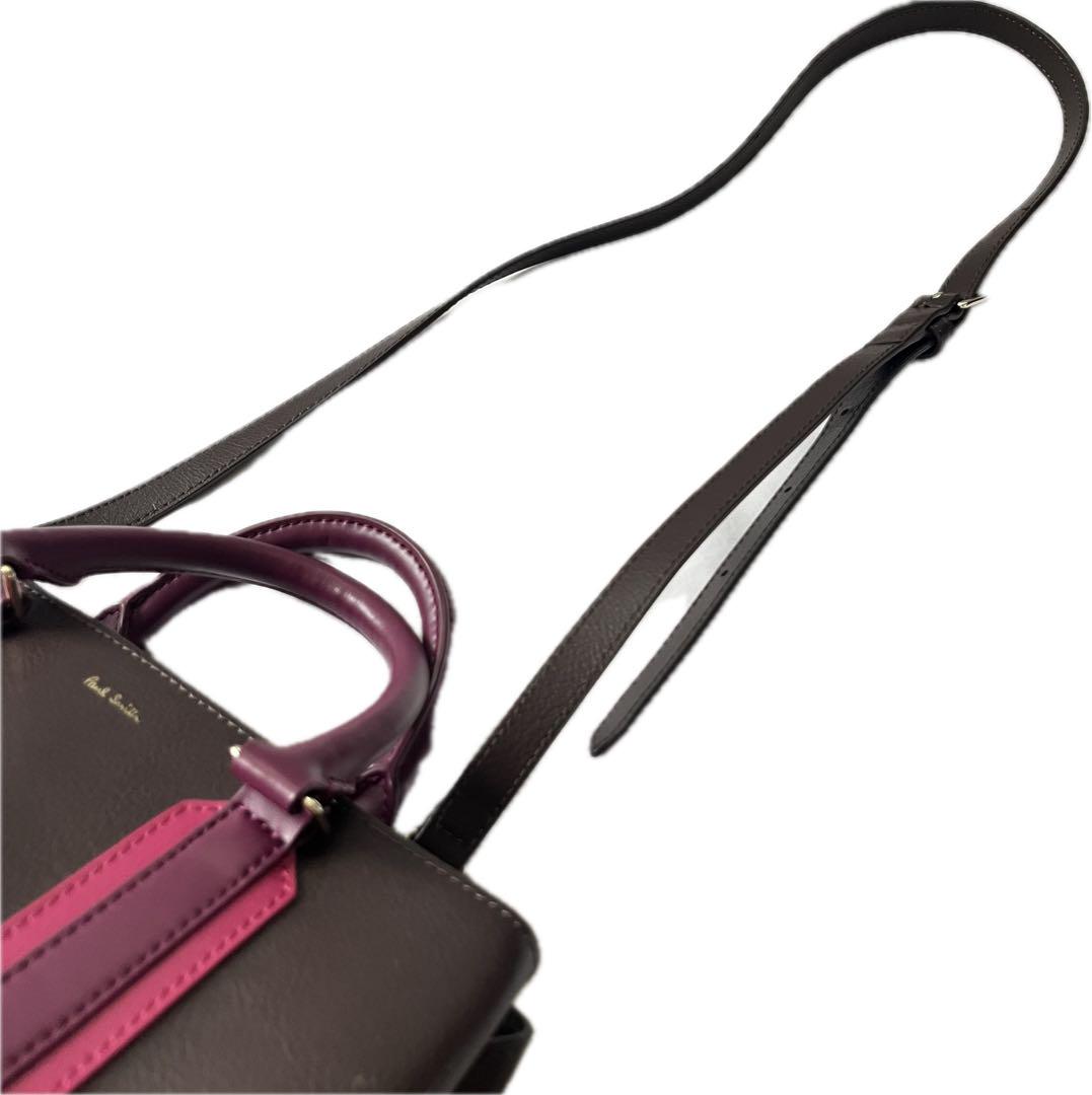 【極美品】ポールスミス ハンドバッグ 2way ショルダーバッグ ミニトート 41 800円新品【ポールスミス】本革 アーティストストライプ 2WAY