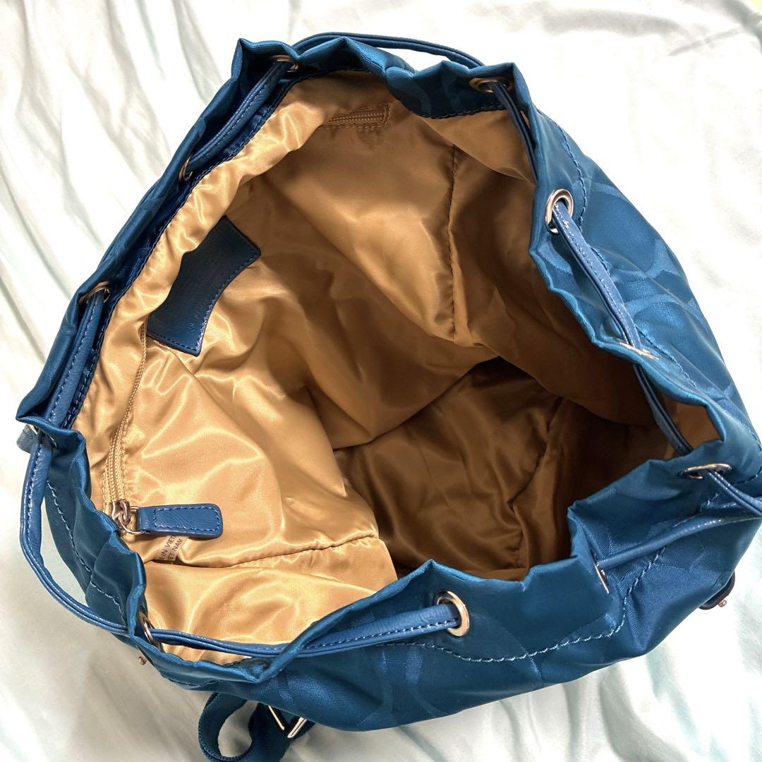 COACH コーチ ナイロン リュック 軽量 折りたたみ可 ブルー 青