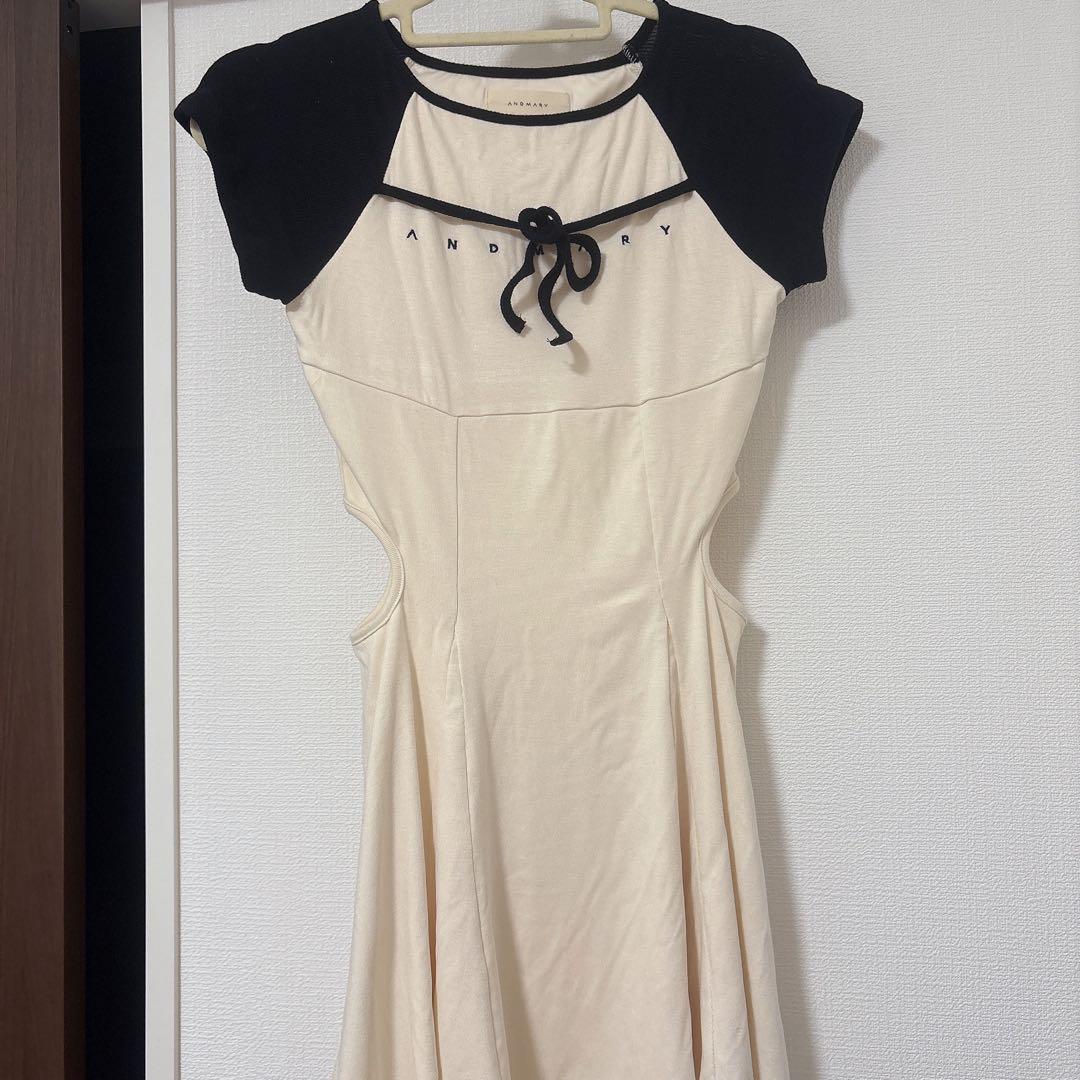 ワンピース ANDMARY Mary logo flare mini dress black