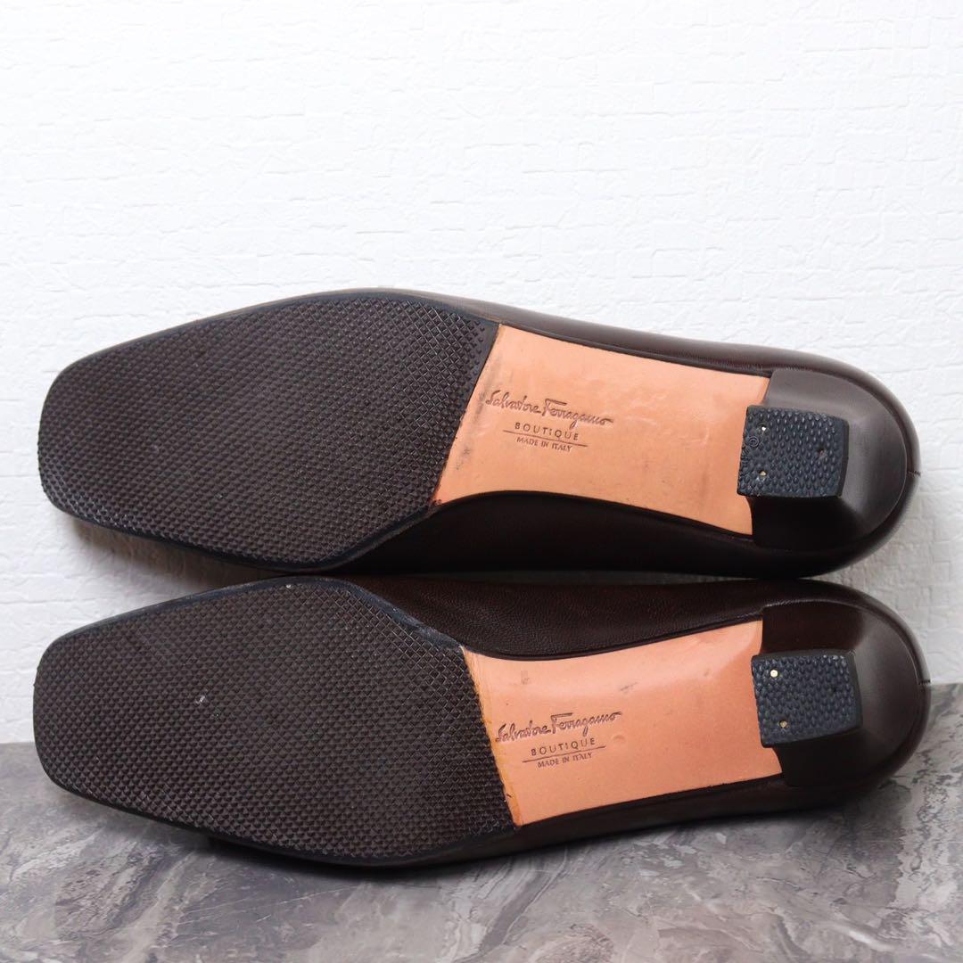 【美品】Ferragamo フェラガモ 22.5 ガンチーニ ローファー ベルト