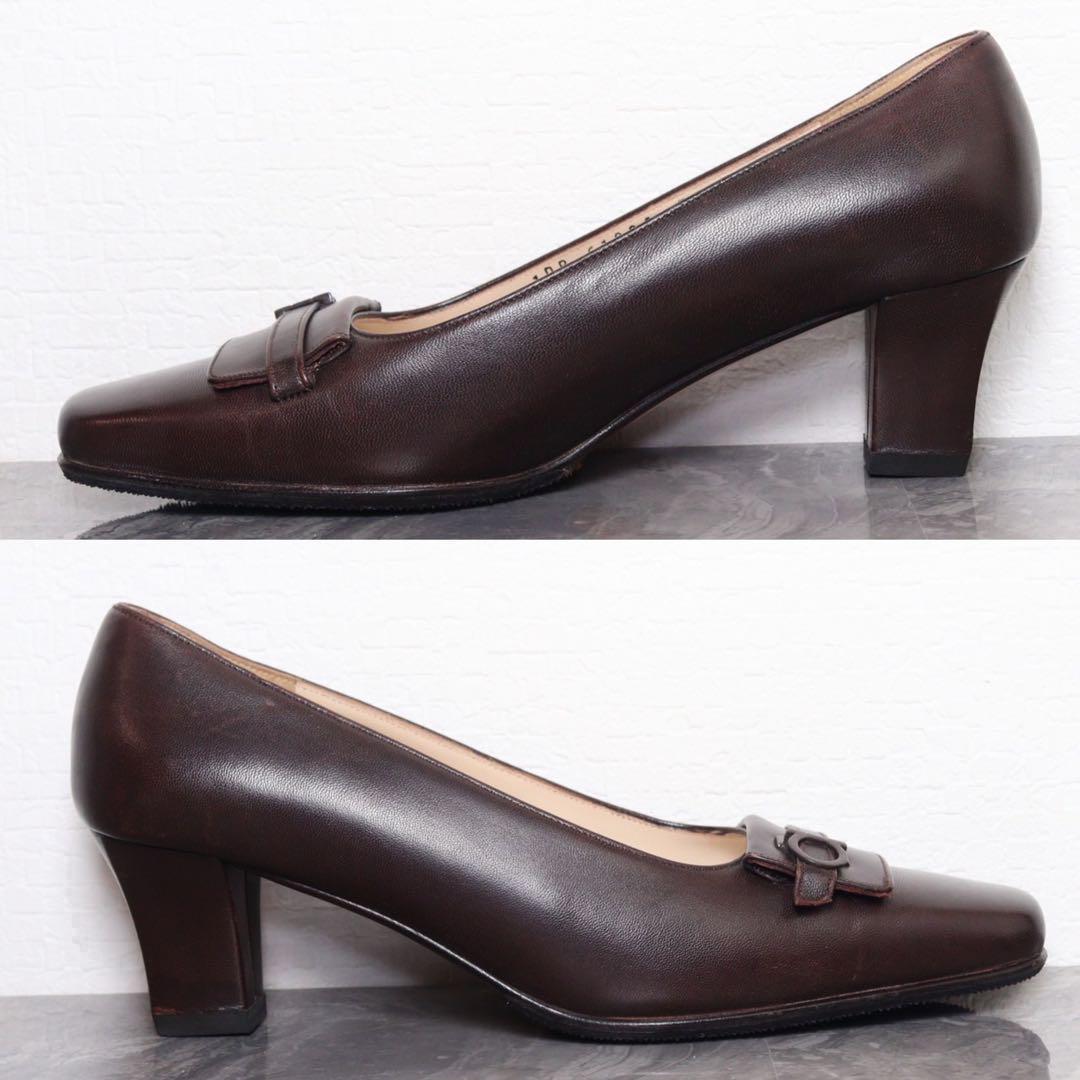【美品】Ferragamo フェラガモ 22.5 ガンチーニ ローファー ベルト
