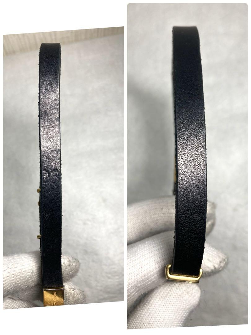 サンローラン　カサンドラ レザー　ゴールド金具　2連ブレスレット　ブラック