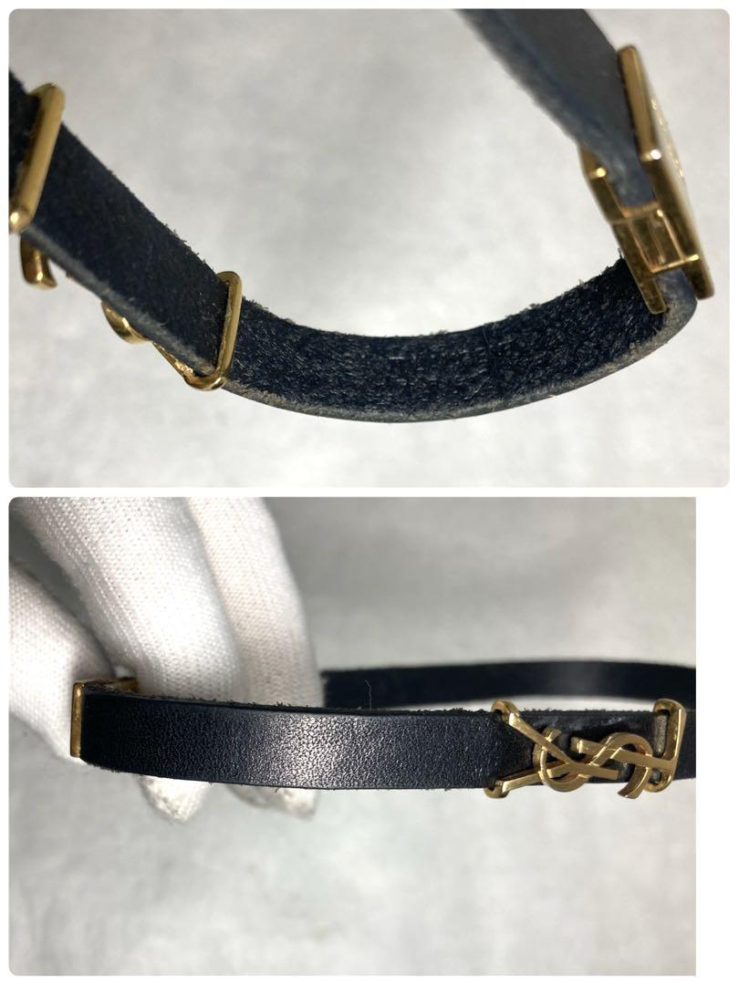 サンローラン　カサンドラ レザー　ゴールド金具　2連ブレスレット　ブラック