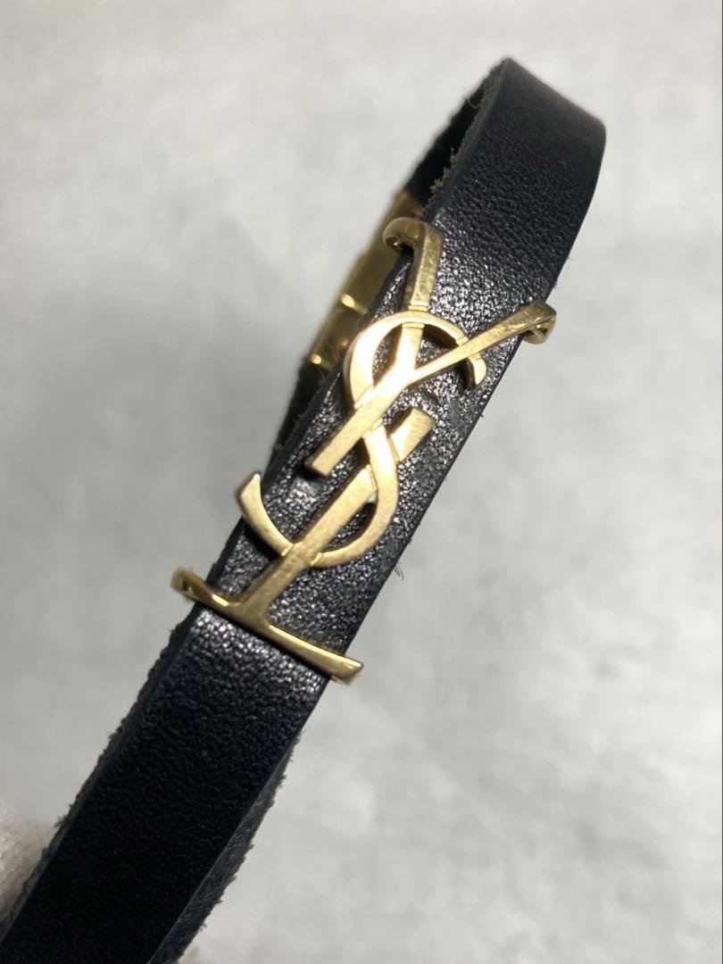 サンローラン　カサンドラ レザー　ゴールド金具　2連ブレスレット　ブラック