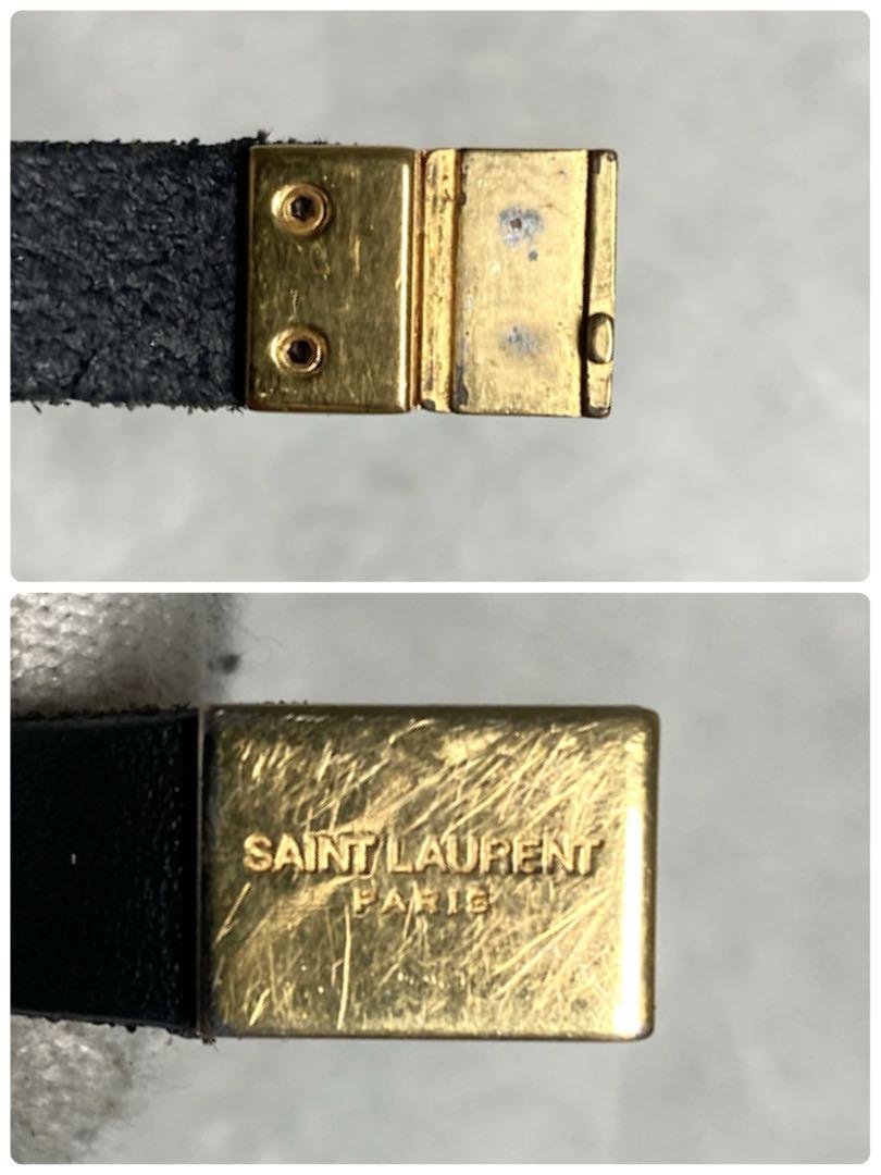 サンローラン　カサンドラ レザー　ゴールド金具　2連ブレスレット　ブラック