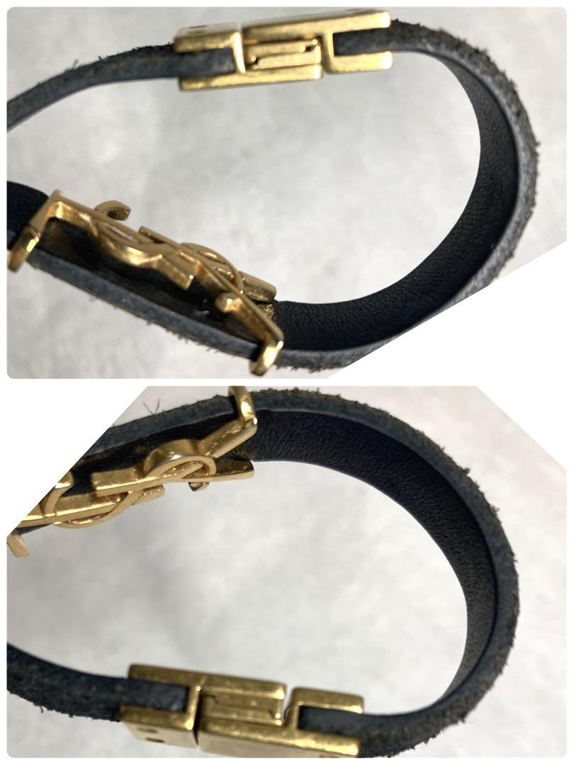 サンローラン　カサンドラ レザー　ゴールド金具　2連ブレスレット　ブラック