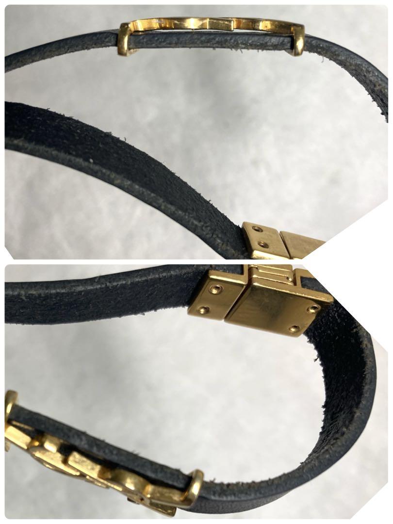 サンローラン　カサンドラ レザー　ゴールド金具　2連ブレスレット　ブラック