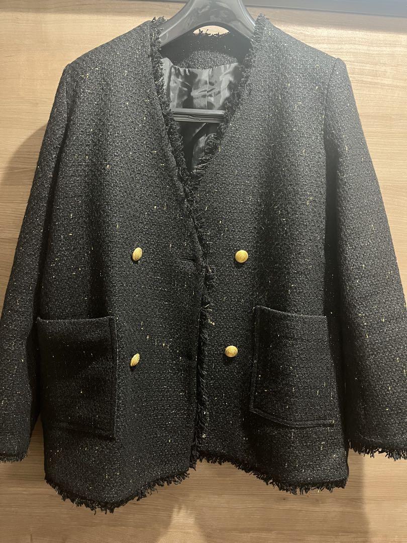 ELFRANK エルフランク ツイードフリンジノーカラージャケット