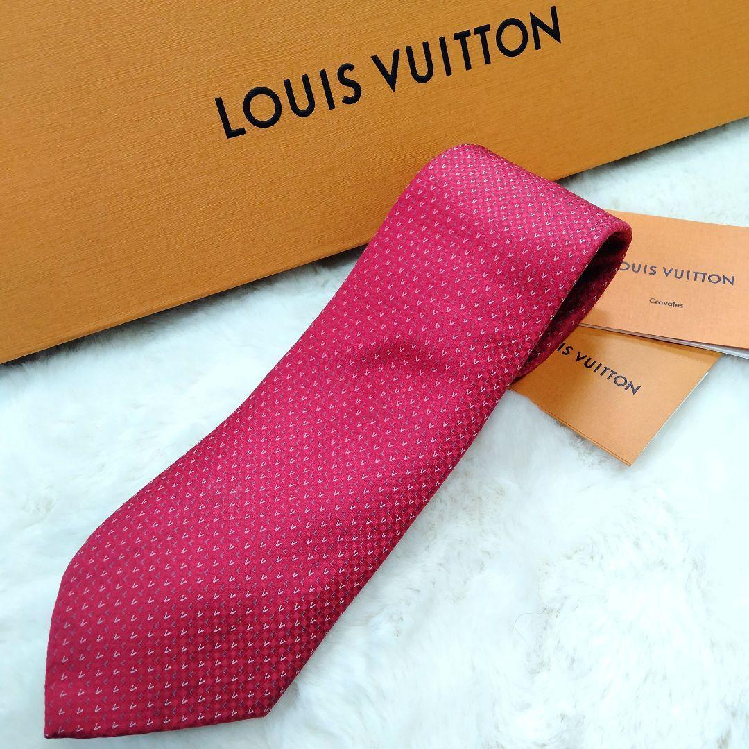 極美品 レア LOUISVUITTON ネクタイ シルク100% 総柄 艶