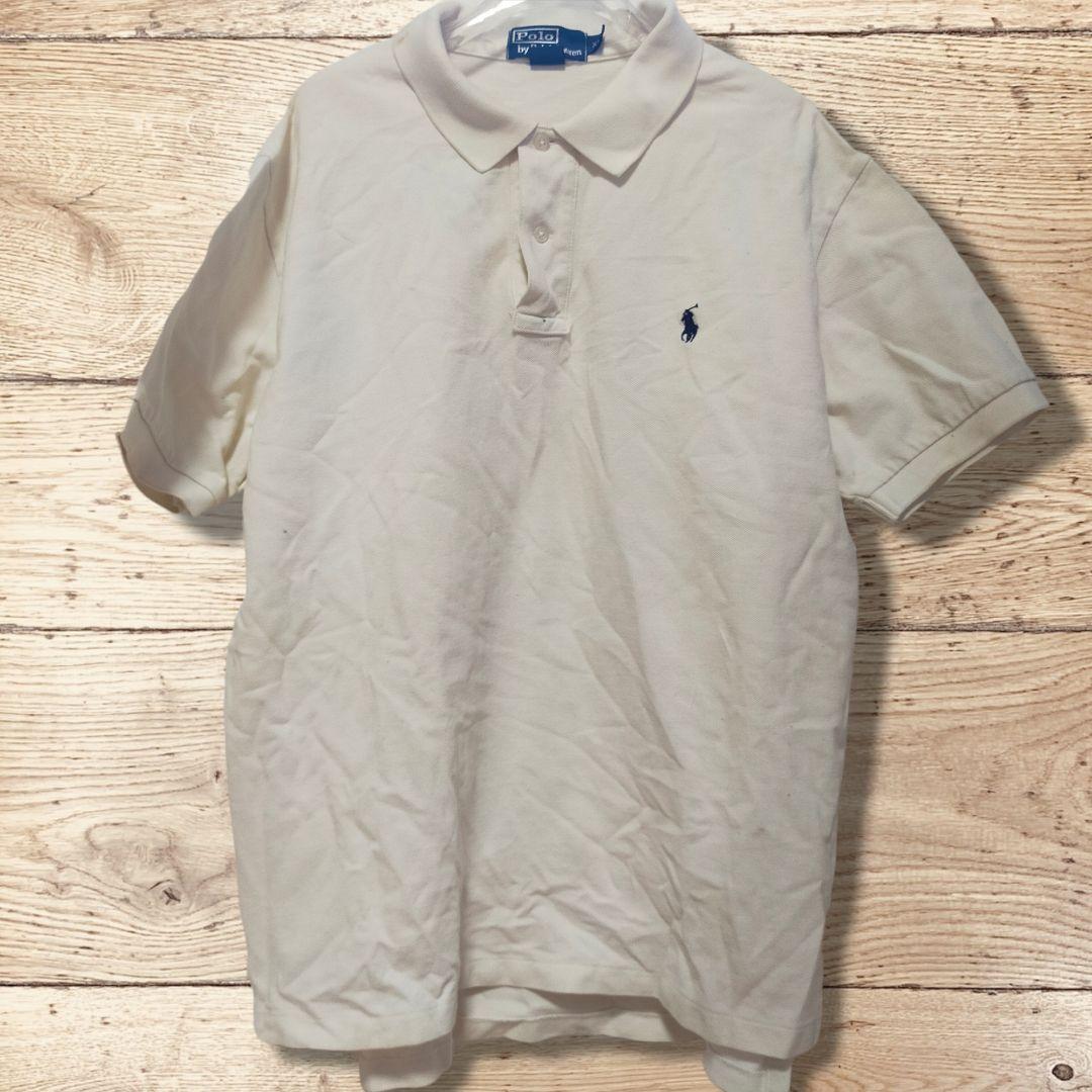 ラルフローレン】半袖ポロシャツ ワンポイント刺繍ロゴ ホワイト XL