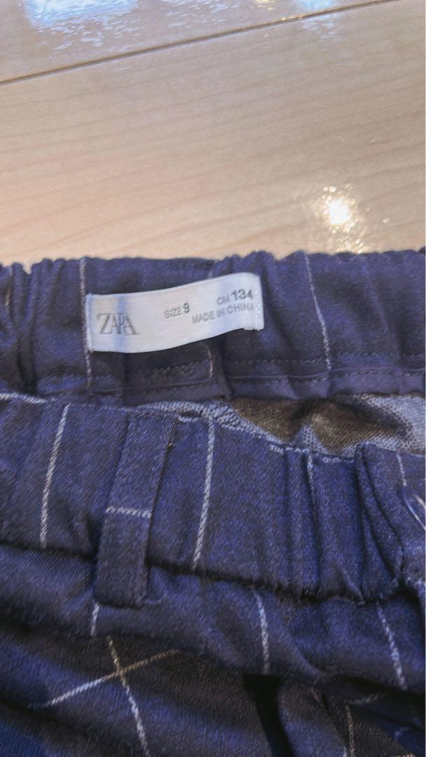 ZARA ネイビーチェックスーツ、ベスト、3点セット　9才134サイズ