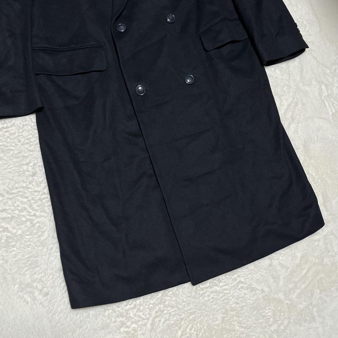 美品　チェスターコート　ダブル　カシミヤ100% ブラック　XL〜XXL位