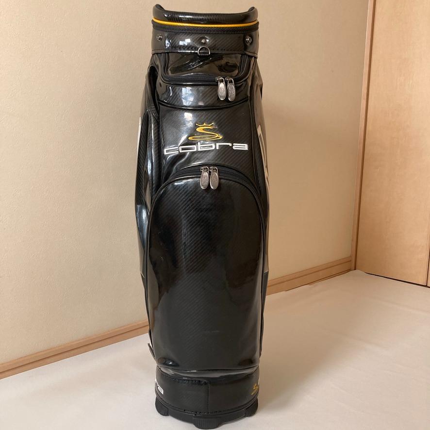 【美品】COBRA　キャディバッグ ゴルフクラブケース オールエナメル 黒 黄 美品】COBRA キャディバッグ ゴルフクラブケース オールエナメル