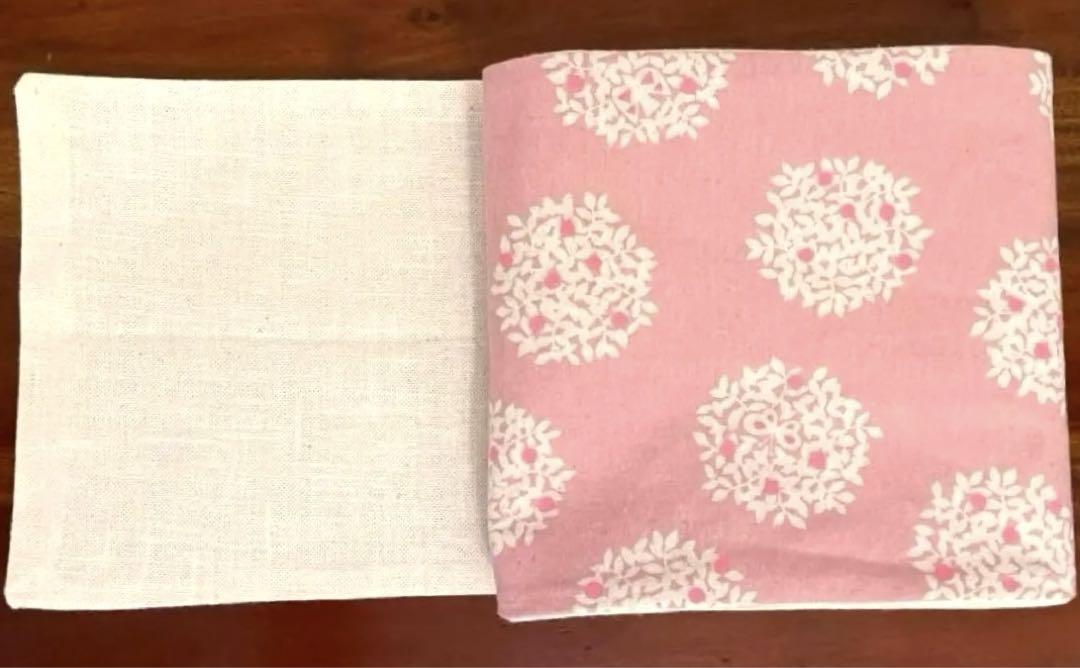 新品 未使用 美品 半帯 半幅帯 紫陽花柄 リバーシブル ピンク 麻 浴衣