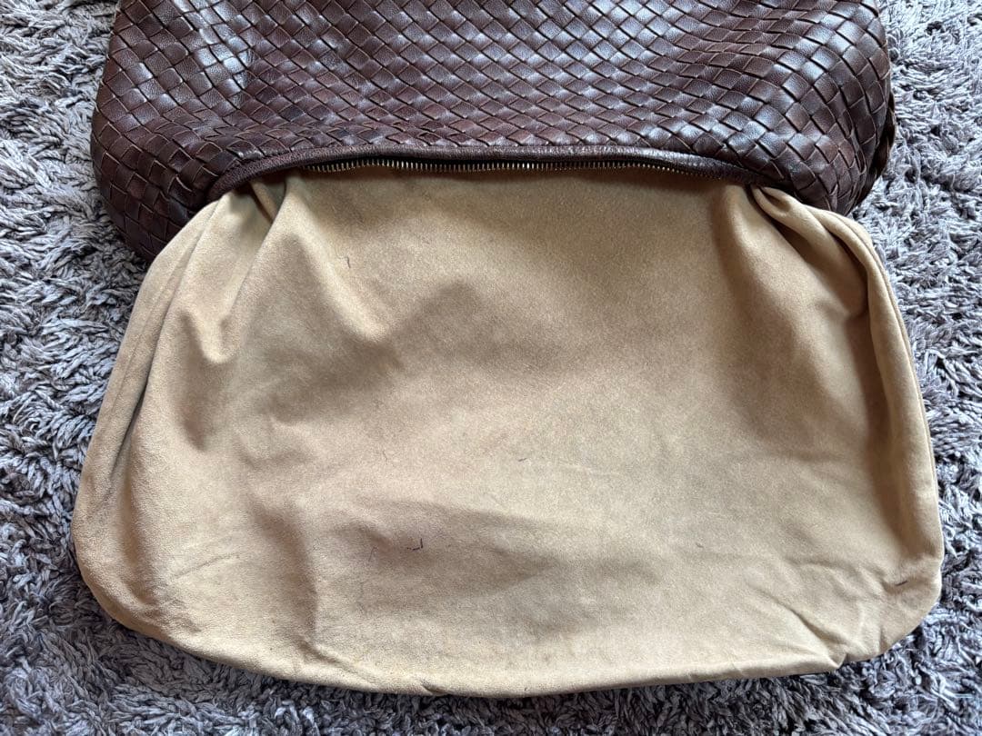ダークブラウン 編み込みレザーショルダーバッグ