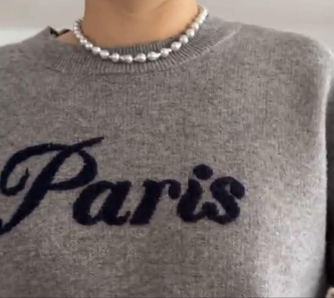 ハグオーワー　HUG O WaR Parisジャガードセーター ミックスグレー