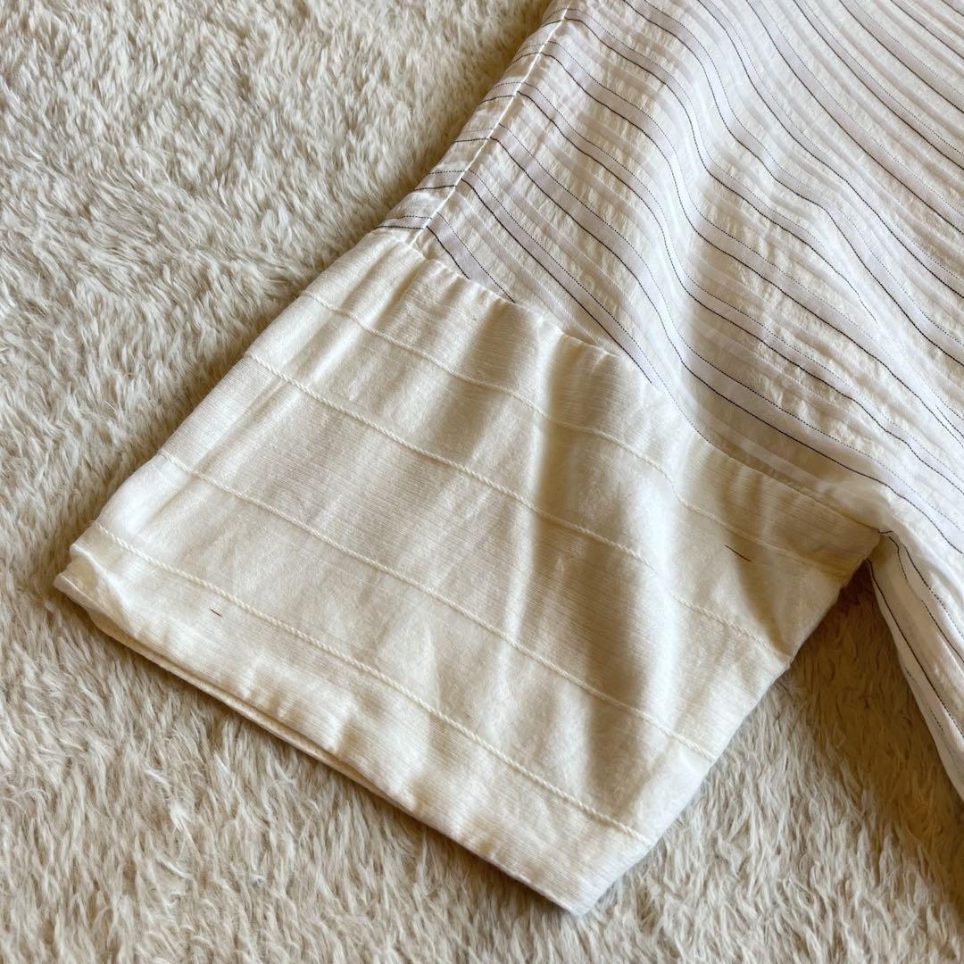 BEARDSLY 美品シルク混異素材ドッキングオーバーシルエットブラウスゆったり BEARDSLY 美品シルク混異素材ドッキングオーバーシルエット