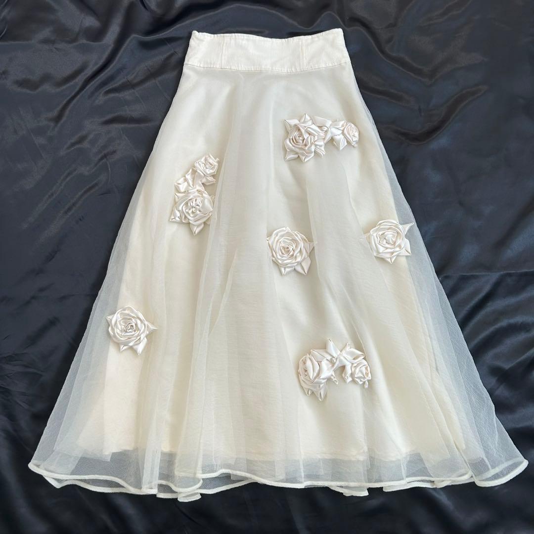 FURFUR ファーファー コサージュフ スカート ホワイトFREE SIZE・fur fur