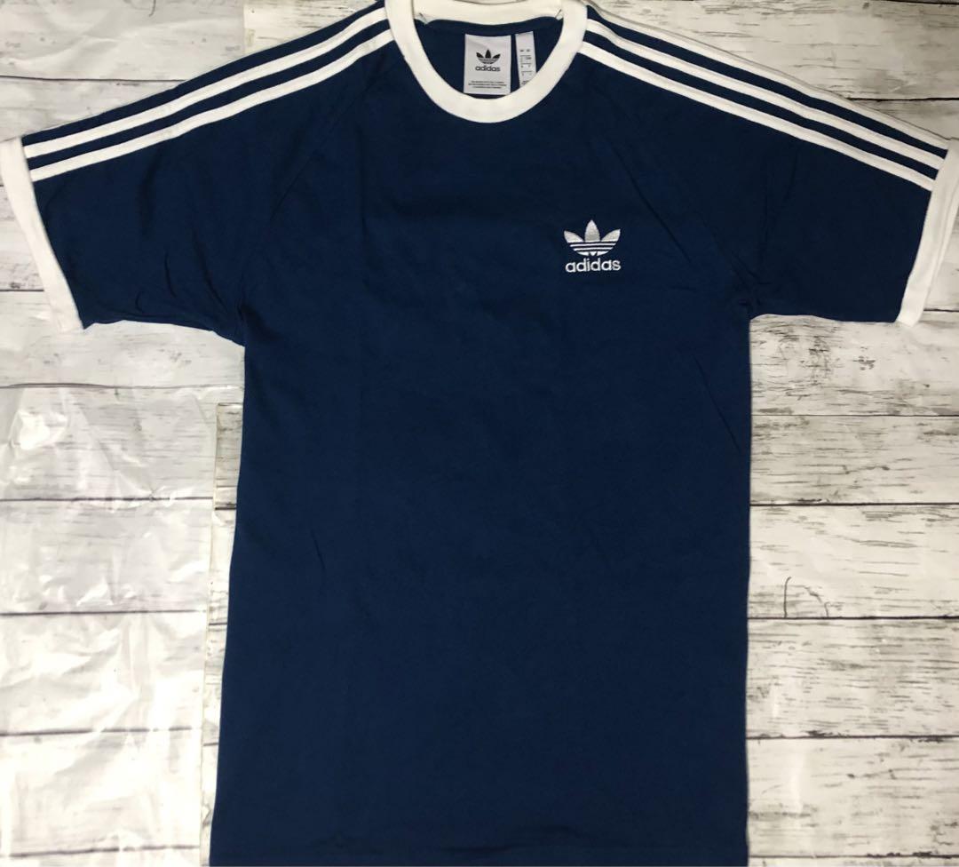 アディダス リンガーTシャツ 刺繍ロゴ L ターコイズブルー adidas