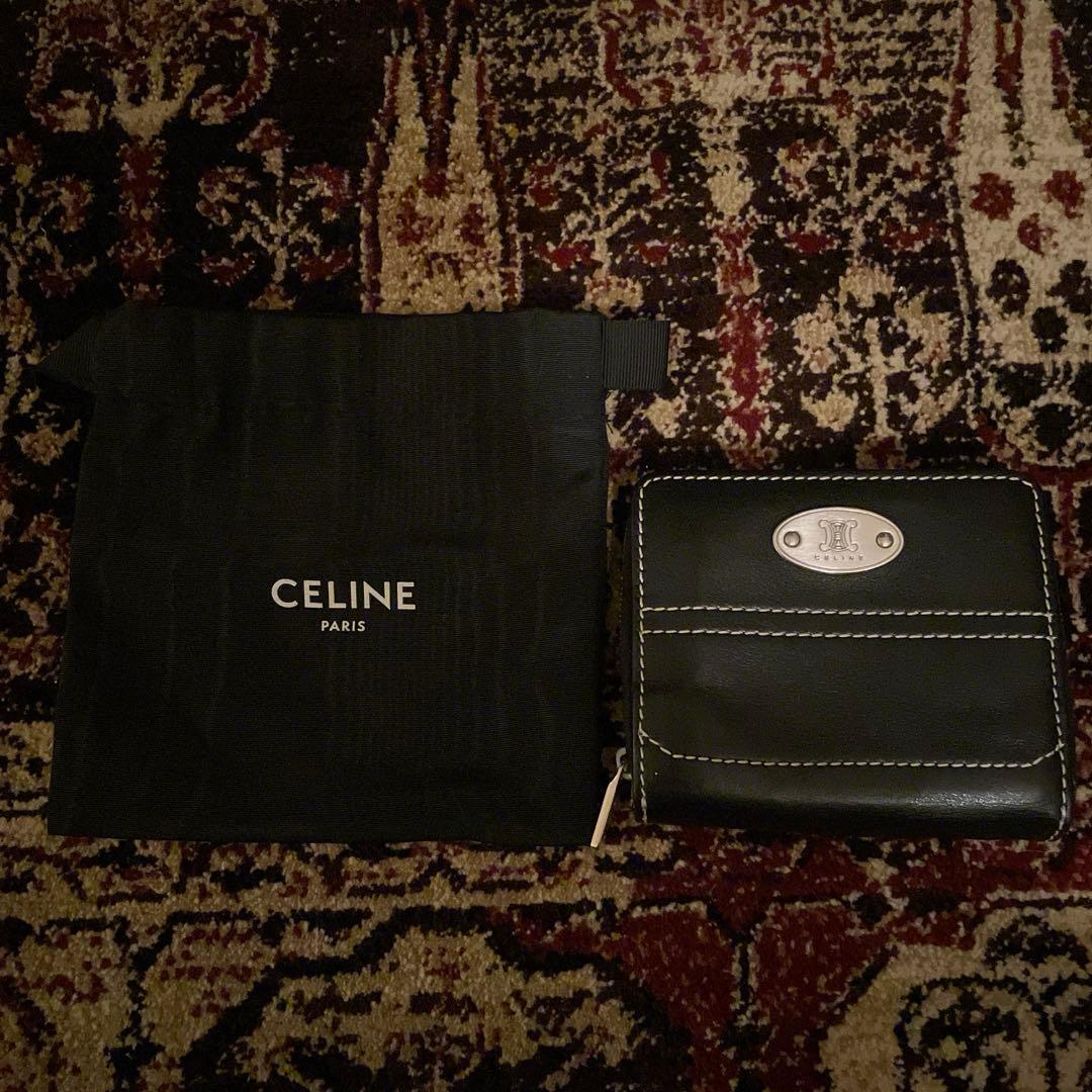 CELINE 黒 本革レザー ヴィンテージ二つ折り財布