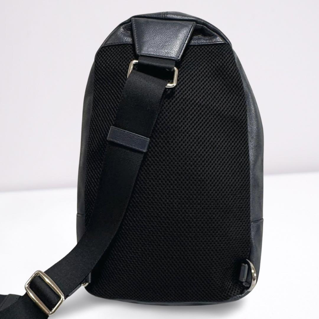 COACH コーチ ボディバッグ レザー ネイビー メンズ ワンショルダー