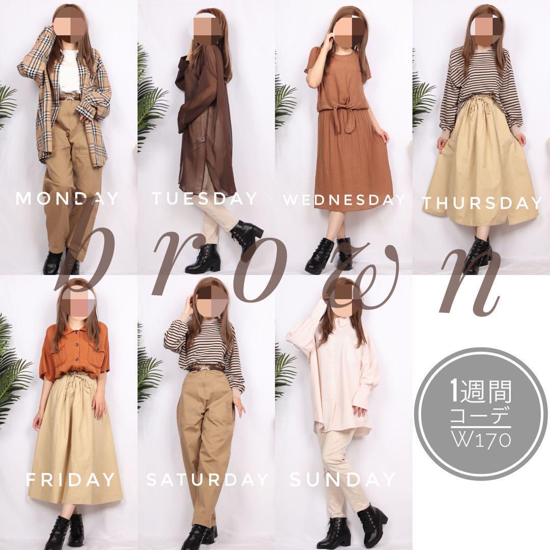 w170 春夏 1週間コーデ 10着セット まとめ売り 着画 ブラウン系