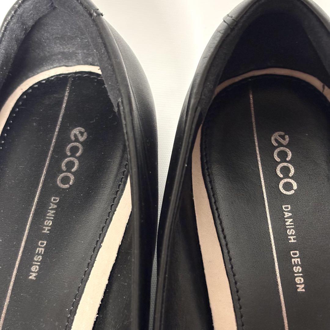 エコー ecco アニネ レザーフラットシューズ 黒 スクウェアトゥ J1670